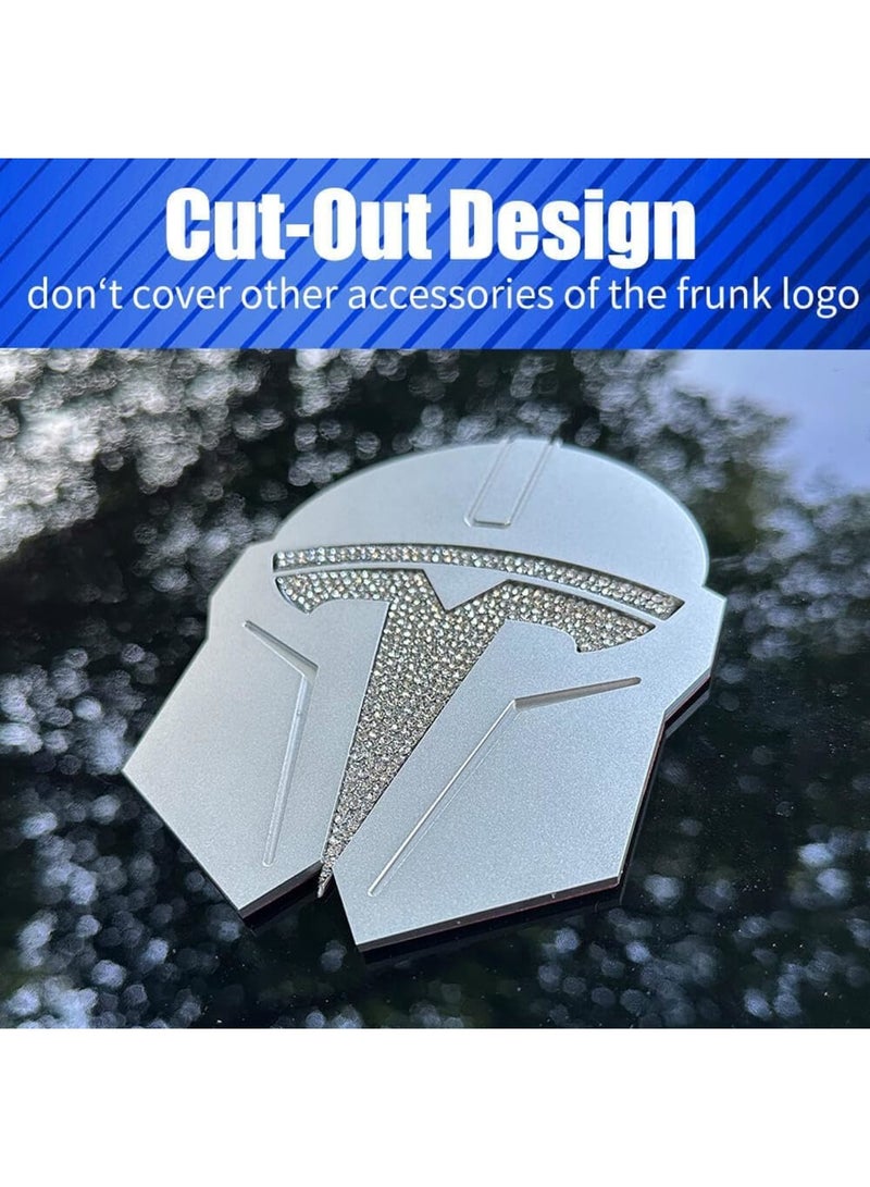 SOLARAE ملصق شعار معدني ثلاثي الأبعاد لسيارة تسلا موديل 3 وموديل Y، شعار صندوق أمامي، ملصق شعار T لسيارة تسلا، مع سلسلة تسلا موديل 3/S/X/Y (فضي) - Image 3