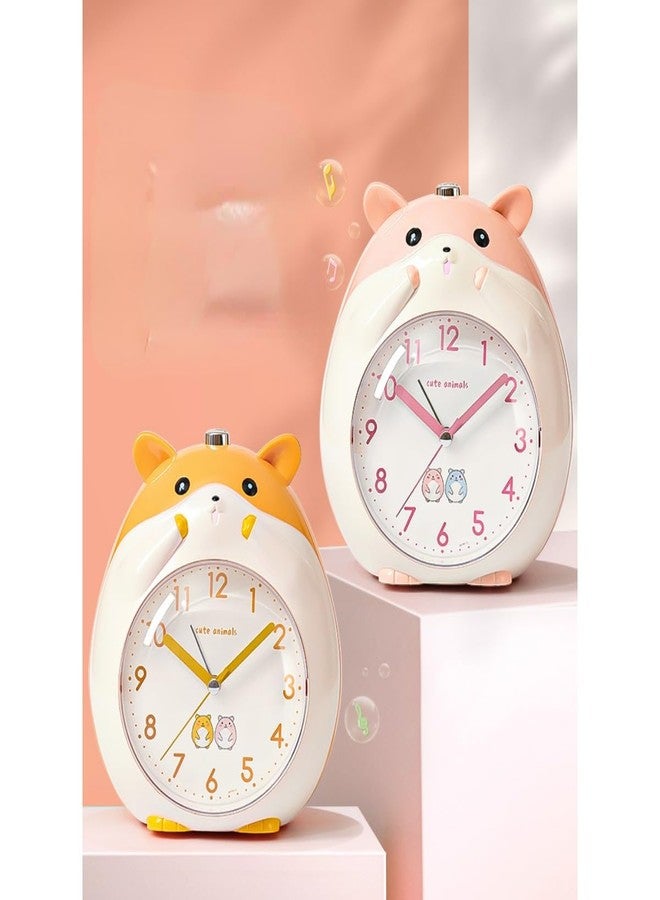 POMN Kids Alarm Clock Hamster Alarm Clock for Kids Bedroom, Cute Cartoon Bedside Clock Children's Sleep Trainier, Wake Up for Boys Girls Birthday Gifts (Yellow) - Image 2