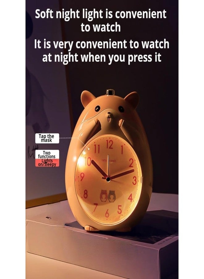 POMN Kids Alarm Clock Hamster Alarm Clock for Kids Bedroom, Cute Cartoon Bedside Clock Children's Sleep Trainier, Wake Up for Boys Girls Birthday Gifts (Yellow) - Image 4