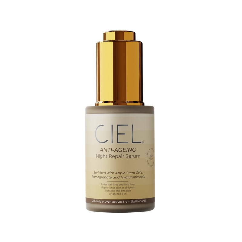 CIEL Night Repair AntiAgeing Serum 30ml With Hyaluronic Acid for Hydration Fine Line Wrinkle Reduction Collagen Boosting Vegan Skincare for All Skin Types - Image 1
