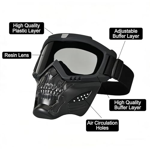 BROYEUR Paintball Mask Anti Fog,Tactical Full Face Mask Ski Mask Goggles Detachable Adjustable,Motorcycle Riding Face Protection (foxGray) - Image 4