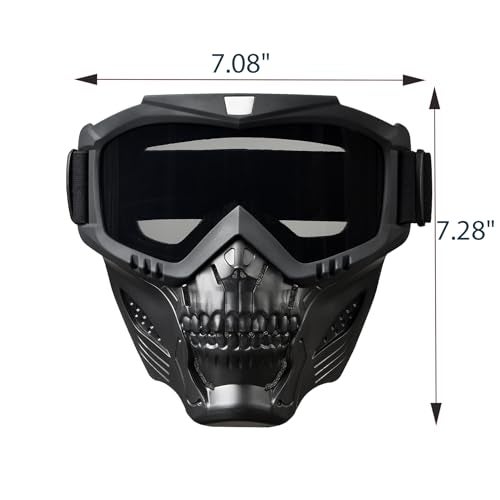 BROYEUR Paintball Mask Anti Fog,Tactical Full Face Mask Ski Mask Goggles Detachable Adjustable,Motorcycle Riding Face Protection (foxGray) - Image 3