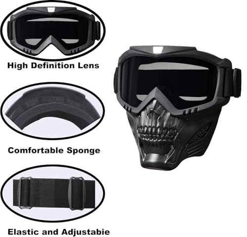 BROYEUR Paintball Mask Anti Fog,Tactical Full Face Mask Ski Mask Goggles Detachable Adjustable,Motorcycle Riding Face Protection (foxGray) - Image 2