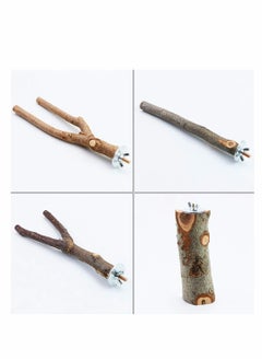 Excefore Parrot Stand Branches Fork Toys, 4 Pack Pet Bird Cage Wooden Hanging Perch Platform Hammock Swing Toy  - Image 3