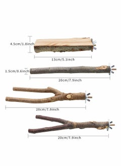 Excefore Parrot Stand Branches Fork Toys, 4 Pack Pet Bird Cage Wooden Hanging Perch Platform Hammock Swing Toy  - Image 5