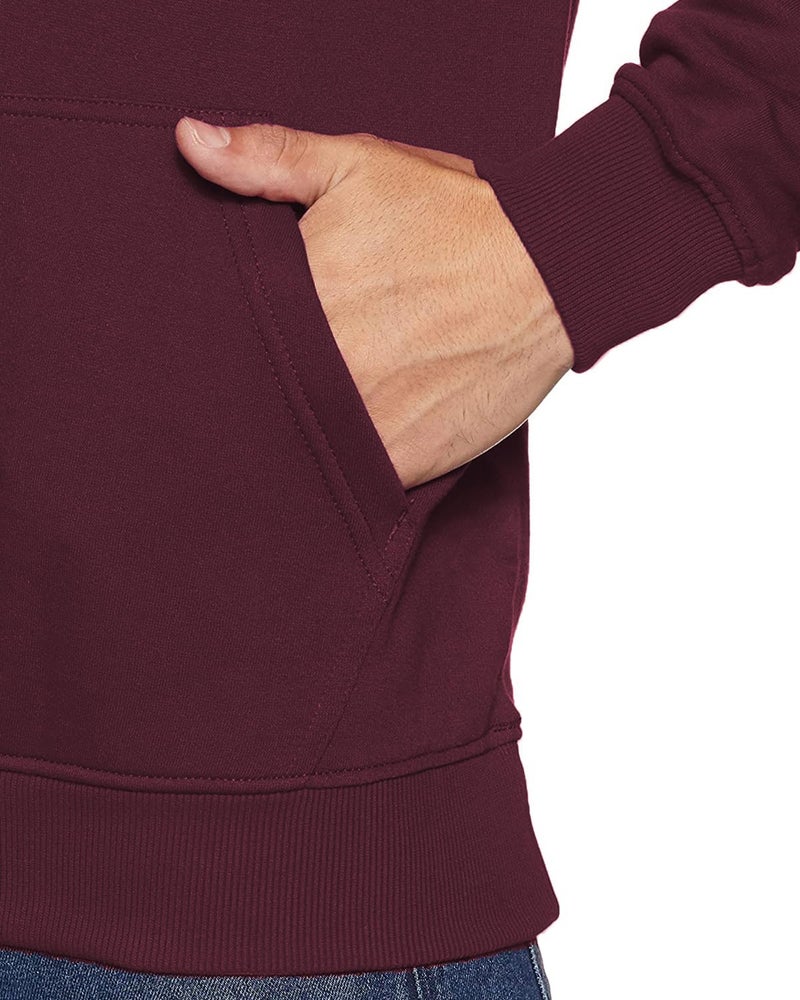 ADRO Men's Cotton Neck Hooded Sweatshirt (H20-M-NKY-MR_Maroon_L) - Image 3