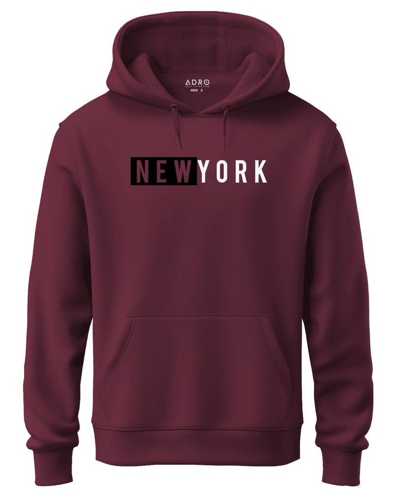 ADRO Men's Cotton Neck Hooded Sweatshirt (H20-M-NKY-MR_Maroon_L) - Image 1