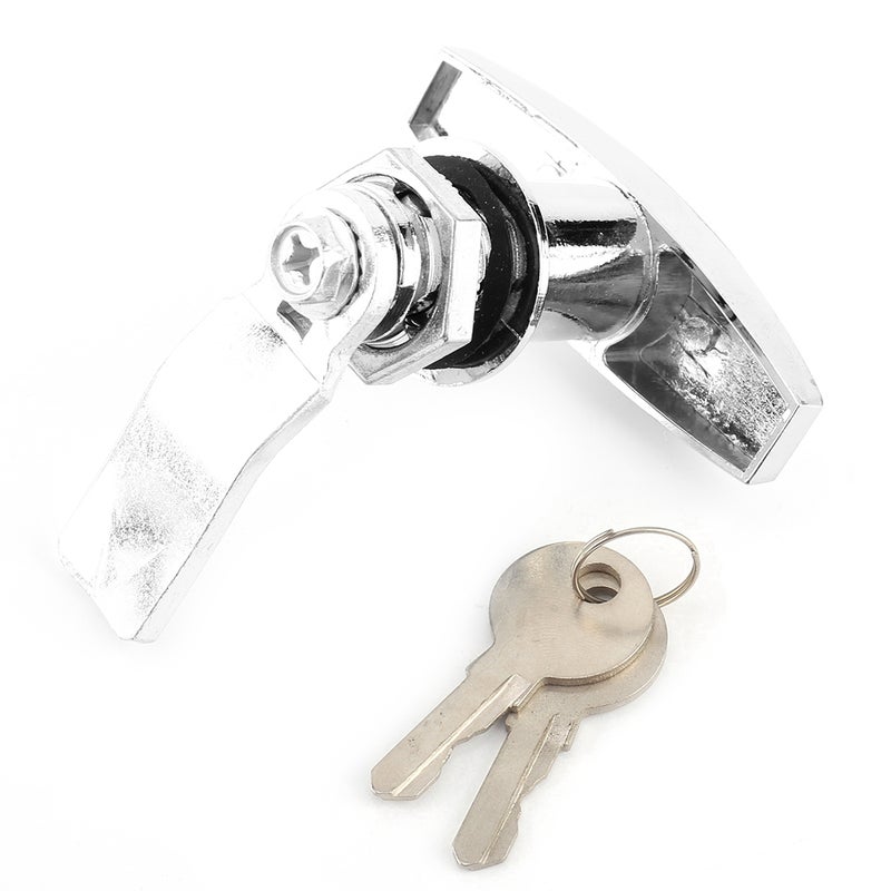Rear Fixing T Handle Lock Tool Box Garage Door Lock with Keys for Trailer Caravan Canopy(Black) - Image 3