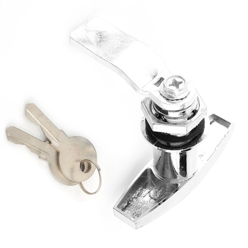 Rear Fixing T Handle Lock Tool Box Garage Door Lock with Keys for Trailer Caravan Canopy(Black) - Image 1