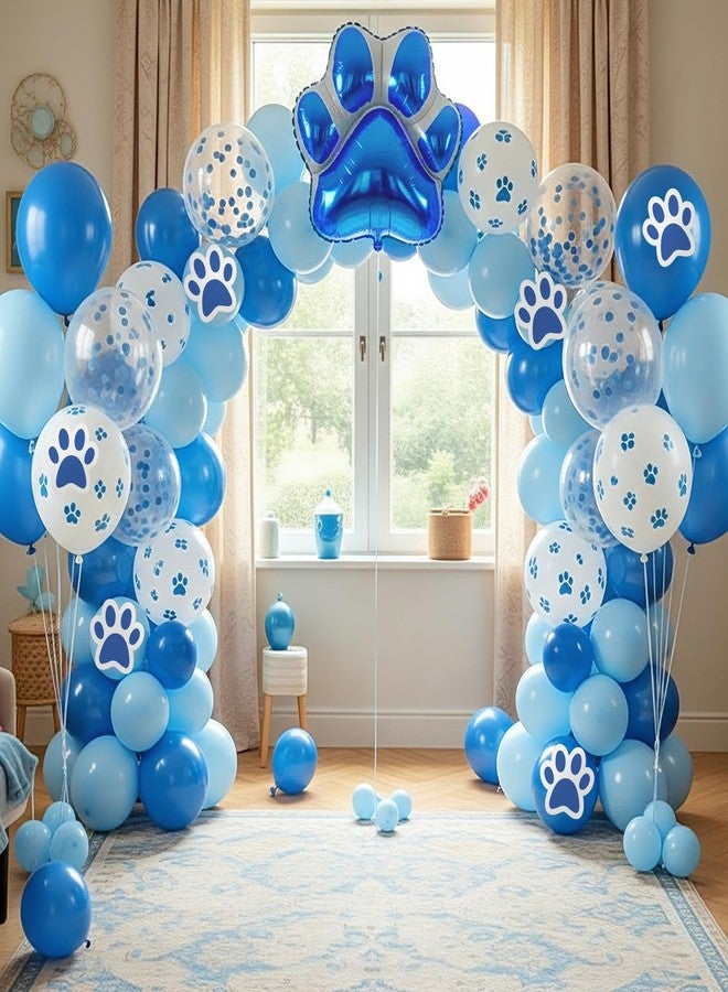 Charnoel 149pcs Paw Print Balloon Blue Arch Set Blue Birthday Party Balloon Set Includes Dog Paw Print Foil Balloons Sequined Balloons with Ribbon Suitable for Puppy Birthday Baby Showers Graduation - Image 2