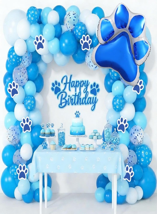 Charnoel 149pcs Paw Print Balloon Blue Arch Set Blue Birthday Party Balloon Set Includes Dog Paw Print Foil Balloons Sequined Balloons with Ribbon Suitable for Puppy Birthday Baby Showers Graduation - Image 1