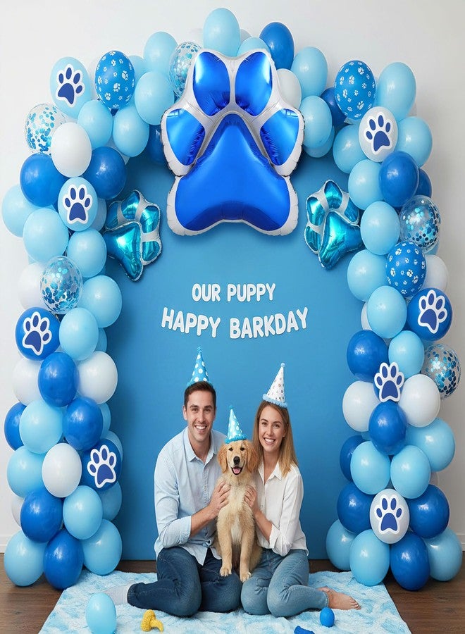 Charnoel 149pcs Paw Print Balloon Blue Arch Set Blue Birthday Party Balloon Set Includes Dog Paw Print Foil Balloons Sequined Balloons with Ribbon Suitable for Puppy Birthday Baby Showers Graduation - Image 5