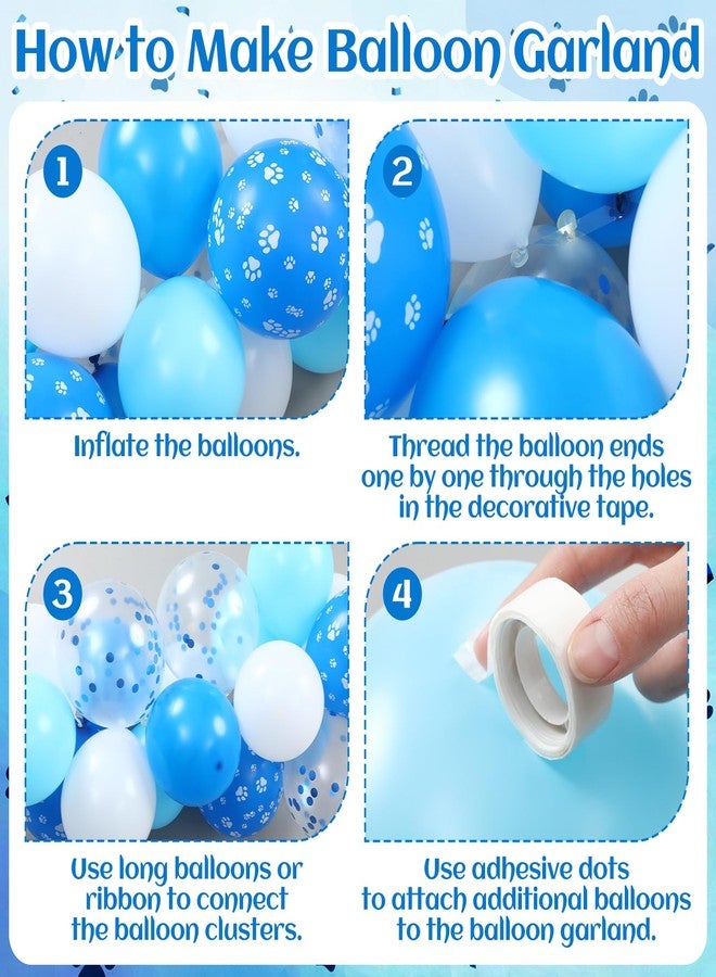 Charnoel 149pcs Paw Print Balloon Blue Arch Set Blue Birthday Party Balloon Set Includes Dog Paw Print Foil Balloons Sequined Balloons with Ribbon Suitable for Puppy Birthday Baby Showers Graduation - Image 4