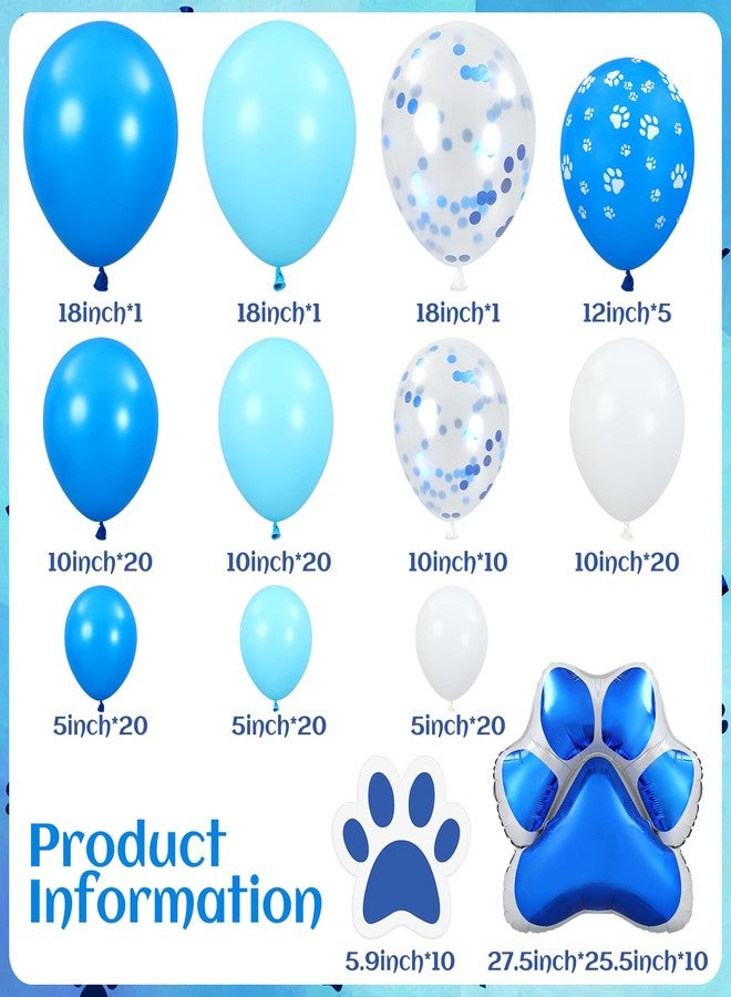 Charnoel 149pcs Paw Print Balloon Blue Arch Set Blue Birthday Party Balloon Set Includes Dog Paw Print Foil Balloons Sequined Balloons with Ribbon Suitable for Puppy Birthday Baby Showers Graduation - Image 3