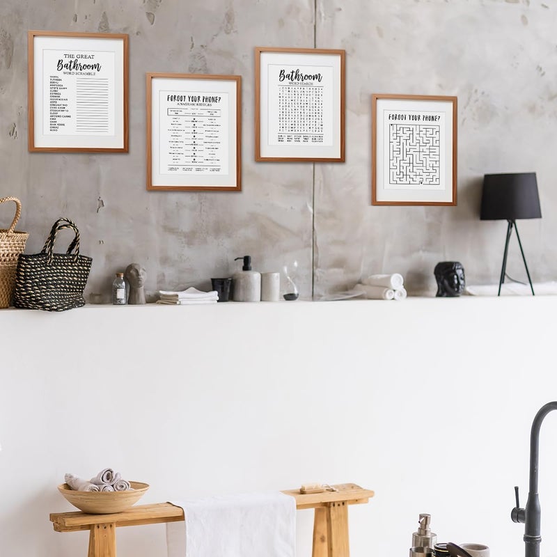 ETVISO Funny Bathroom Decor Wall Art Set of 4, Funny Crossword Puzzle Wall Art, Funny Forget Your Phone, Bathroom Word Search Wall Decor, 8x10 (Unframed) - Image 4