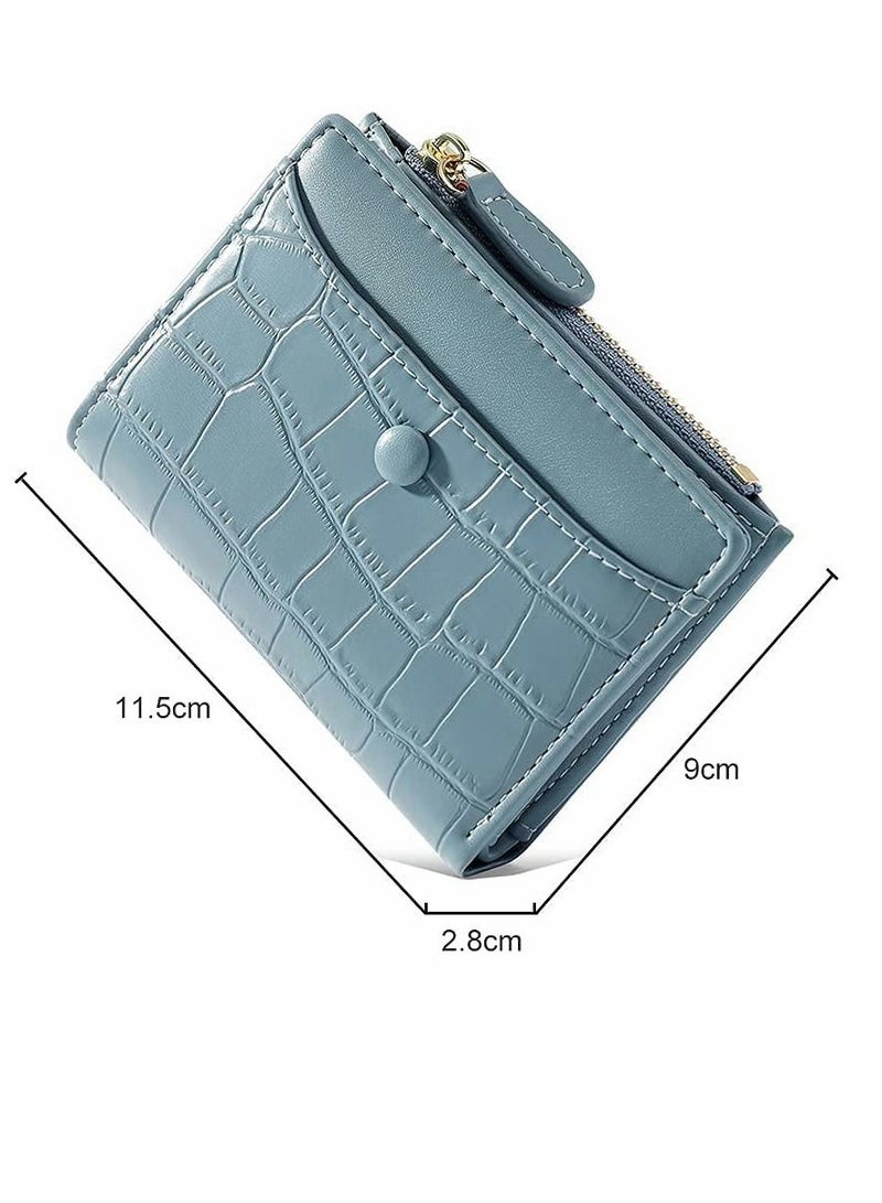 Excefore Small Blue Purses for Women Fashion Stone Pattern Girls Wallet Thin and Light Card Holder Organizer - Image 2