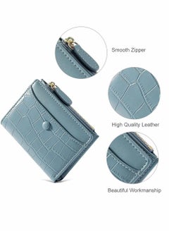 Excefore Small Blue Purses for Women Fashion Stone Pattern Girls Wallet Thin and Light Card Holder Organizer  - Image 3