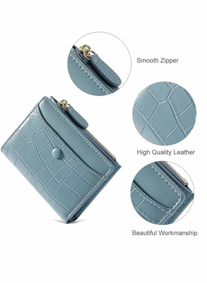 Excefore Small Blue Purses for Women Fashion Stone Pattern Girls Wallet Thin and Light Card Holder Organizer - Image 3