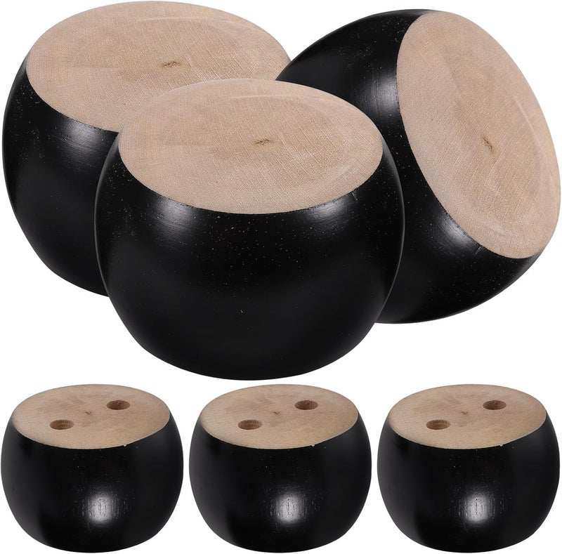 ABOOFAN 6pcs Black 5x8cm Solid Wood Sofa Legs Furniture Feet Bun Riser Replacement for Couch, Chair, Bed Frame, Heavy Duty Wooden Table Legs for Home Furniture - Image 1