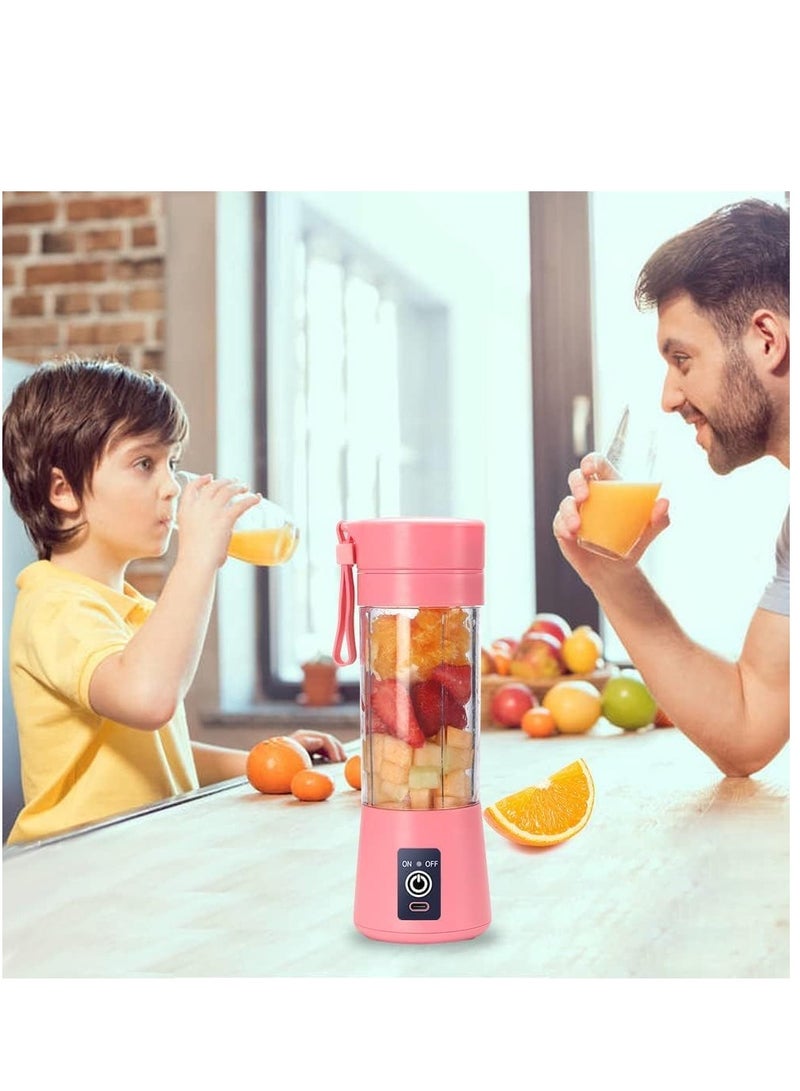 ELTRAZONE Portable Blender Cup,Electric USB Juicer Blender,Mini Blender Portable Blender For Shakes and Smoothies, juice,380ml, Six Blades Great for Mixing (Pink)  - Image 4