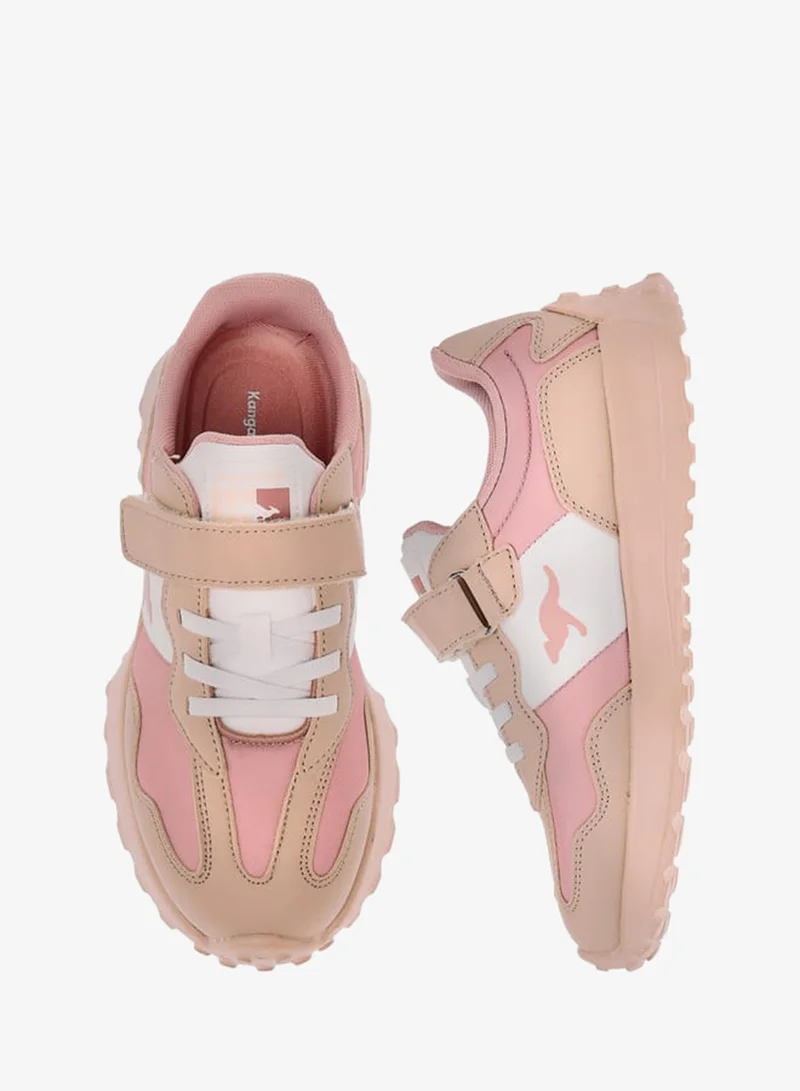 kangaROOS Girls' Colourblock Sports Shoes with Hook and Loop Closure