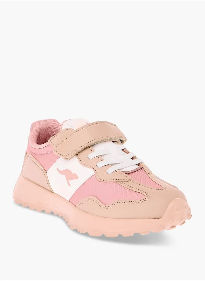 kangaROOS Girls' Colourblock Sports Shoes with Hook and Loop Closure