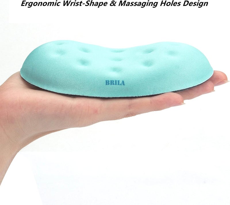 BRILA Ergonomic Memory Foam Mouse Wrist Rest Support Pad Cushion for Computer, Laptop, Office Work, PC Gaming - Massage Holes Design - Wrist Pain Relief (Aquamarine Mouse Wrist Rest) - Image 4