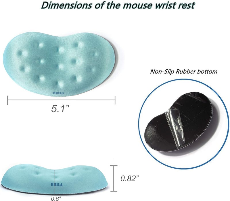 BRILA Ergonomic Memory Foam Mouse Wrist Rest Support Pad Cushion for Computer, Laptop, Office Work, PC Gaming - Massage Holes Design - Wrist Pain Relief (Aquamarine Mouse Wrist Rest) - Image 3