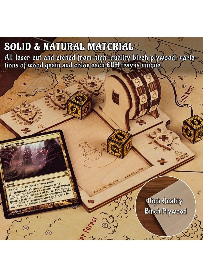 CZYY Commander Edh Command Zone Tray With Life Counter Wooden Compatible With Magic The Gathering Mtg - Image 4