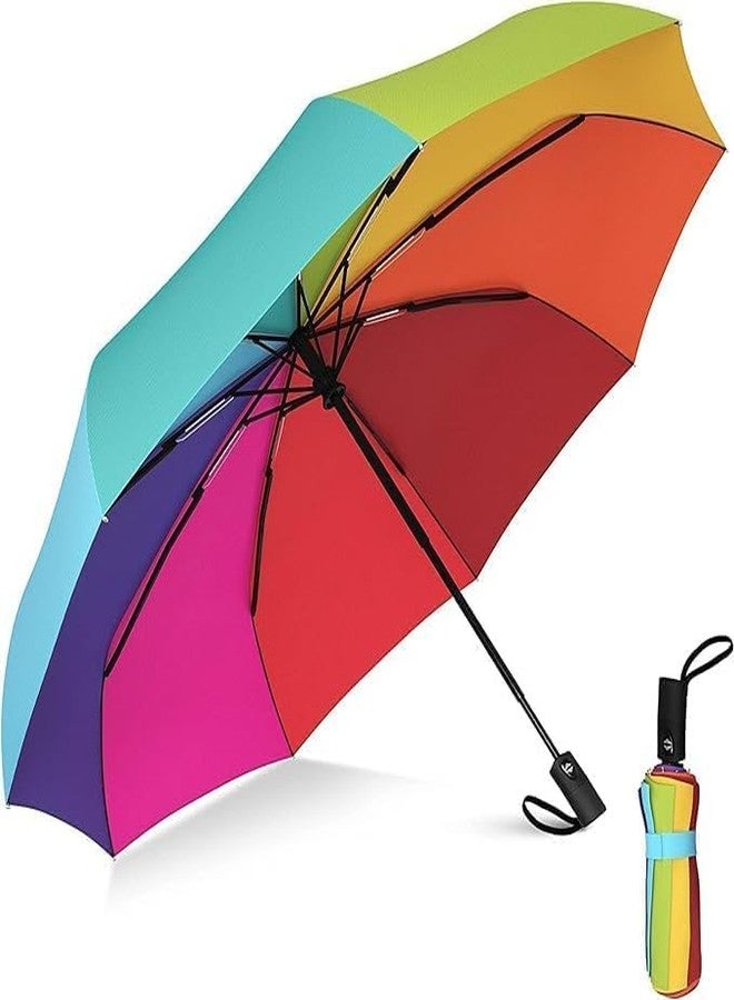 TONSYL Rainbow Umbrella, Windproof Strong large 3 Fold, Foldable Auto Open Close Fully Automatic Travel Useing For Sun Protection Rain Mens, Womens, Girls, Kids Perfect small & stylish - Image 1