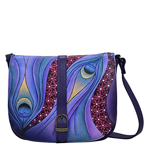Anna by Anuschka Hand Painted Women’s Genuine Leather - Flap Crossbody - Dreamy Peacock Dewberry - Image 1