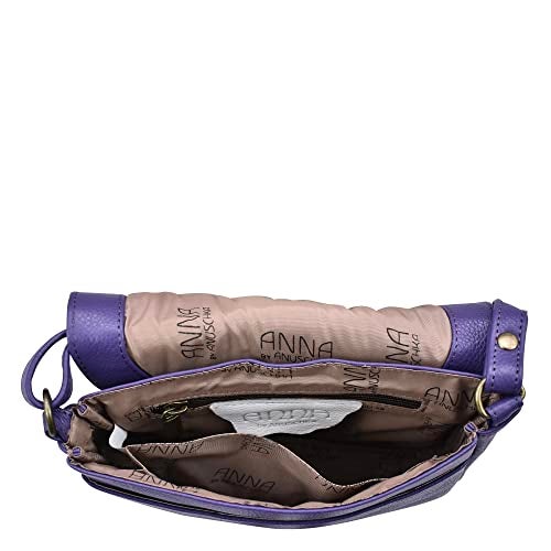 Anna by Anuschka Hand Painted Women’s Genuine Leather - Flap Crossbody - Dreamy Peacock Dewberry - Image 4