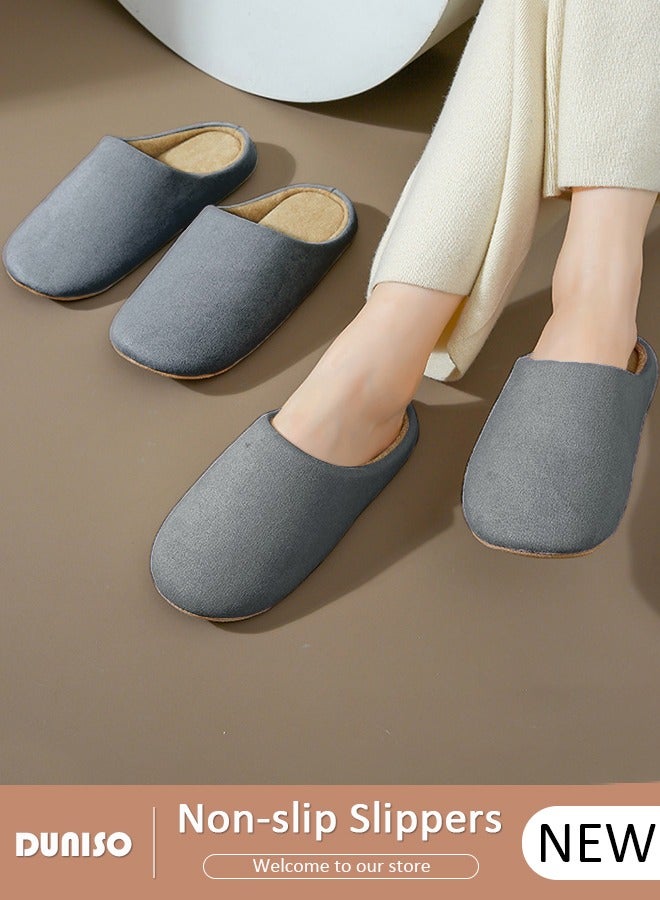 DUNISO Non-slip Slippers for Men and Women, Comfort Knitted Cotton Slippers, High Resilience Home Slippers, Soft Lightweight Slippers, Washable Flat Slippers, Household Slippers for Indoor & Outdoor - Image 1