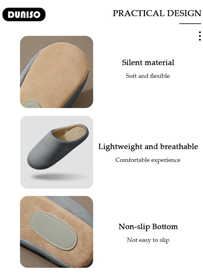 DUNISO Non-slip Slippers for Men and Women, Comfort Knitted Cotton Slippers, High Resilience Home Slippers, Soft Lightweight Slippers, Washable Flat Slippers, Household Slippers for Indoor & Outdoor - Image 2