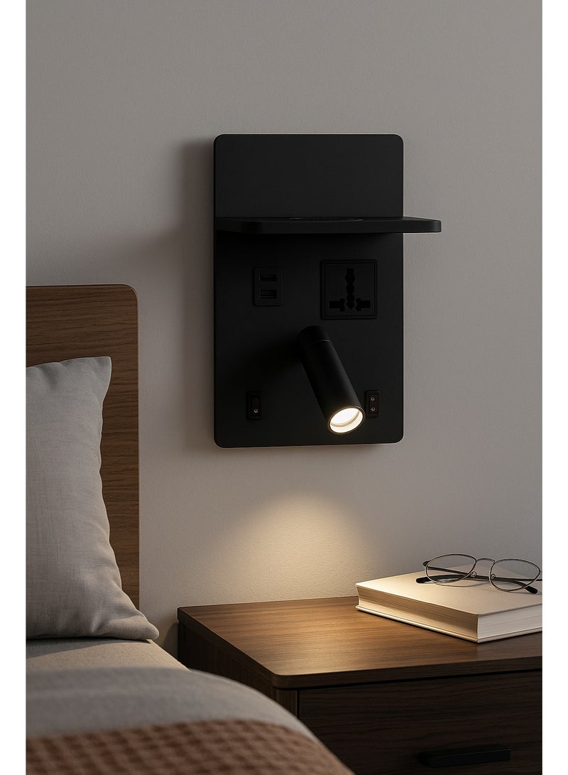 نيرفا لوحة إنارة ذكية بجانب السرير مع شحن لاسلكي وإضاءة خلفية LED – فريم أسود - Image 2