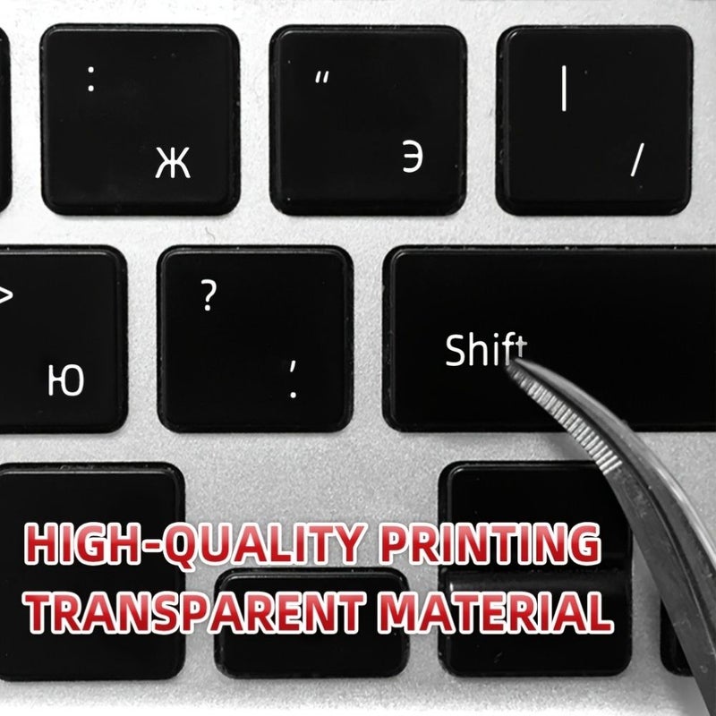 Russian And English Letter Keyboard Stickers 100 Pcs White Transparent Fast Identification - Image 5