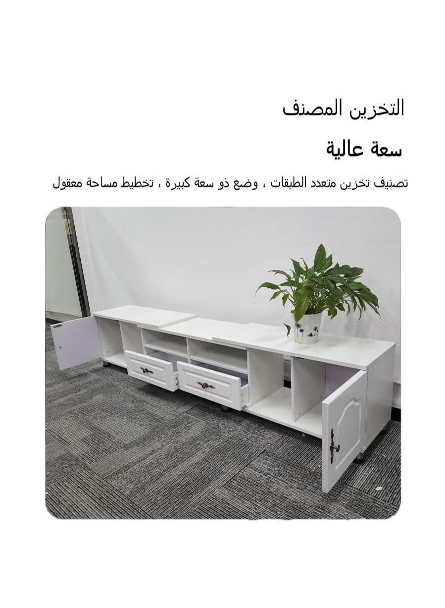 طاولة تلفزيون قابلة للسحب خزانة تلفزيون بيضاء 220*...