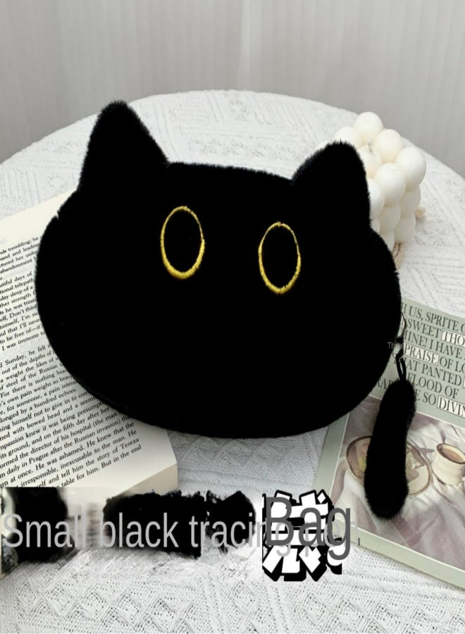 New Small Black Cat Pencil Case Student Cute Cat Stationery Box Storage Bag High Color Large Capacity Plush Cosmetic Bag - Image 2