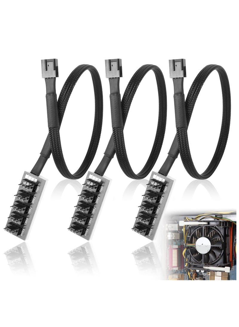 SANMUGEED - PWM Fan Hub Cable 3-Pack 4Pin Computer CPU Case Fan Splitter 5 Port 1 to 5 Fans for 3Pin Computer PC Case Fan 4Pin PWM Fan ITX Mining Rig Frame Case - Image 1