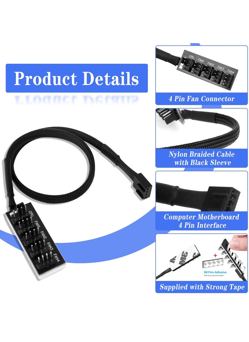 SANMUGEED - PWM Fan Hub Cable 3-Pack 4Pin Computer CPU Case Fan Splitter 5 Port 1 to 5 Fans for 3Pin Computer PC Case Fan 4Pin PWM Fan ITX Mining Rig Frame Case - Image 1