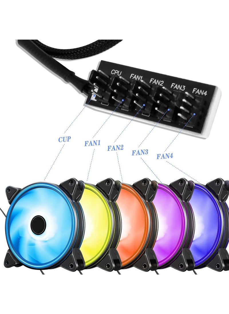 SANMUGEED - PWM Fan Hub Cable 3-Pack 4Pin Computer CPU Case Fan Splitter 5 Port 1 to 5 Fans for 3Pin Computer PC Case Fan 4Pin PWM Fan ITX Mining Rig Frame Case - Image 1