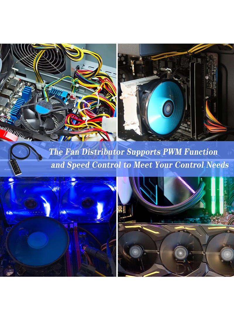 SANMUGEED - PWM Fan Hub Cable 3-Pack 4Pin Computer CPU Case Fan Splitter 5 Port 1 to 5 Fans for 3Pin Computer PC Case Fan 4Pin PWM Fan ITX Mining Rig Frame Case - Image 1