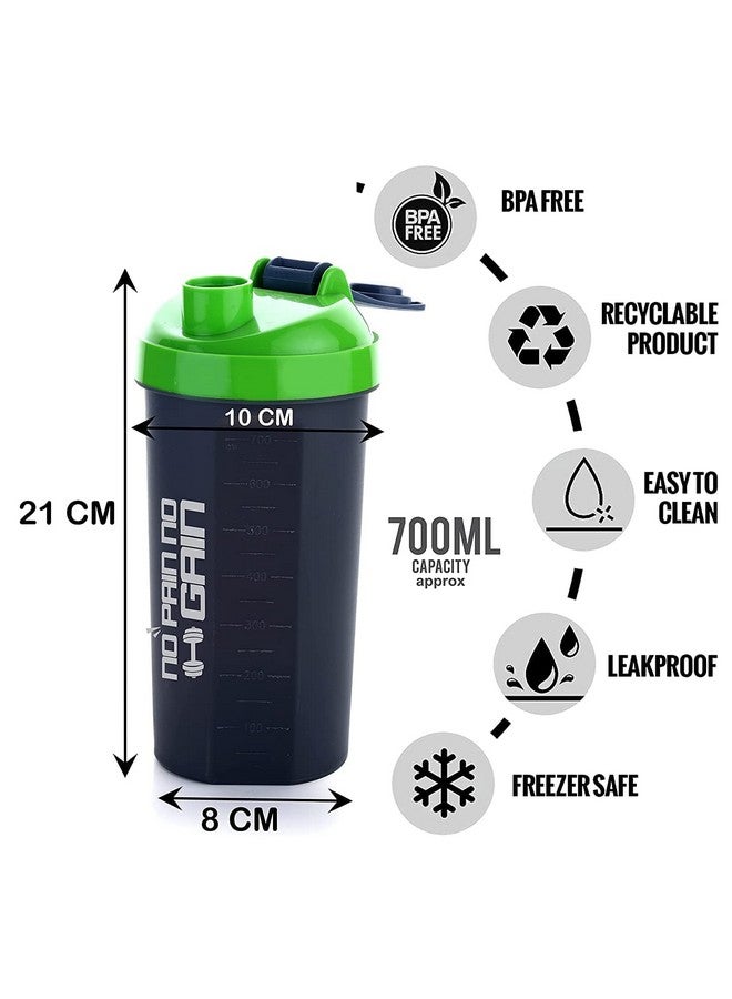 GION GION Gym Shaker Bottle Fitness Series Pre Workout BCAAs Leak Proof Guarantee Polypropylene BPA-Free Material Gym Sipper Bottle with Blending Ball-700 ml (1Pcs) (Multicolor)  - Image 3