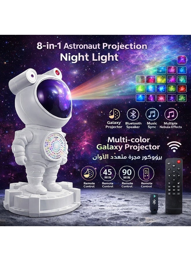 Bis-Rah Astronaut Galaxy Projector Night Light with Bluetooth Speaker, 8 Nebula Effects, Music Sync, Remote Control, Timer & Adjustable Head, Kids Bedroom Decor - Image 1