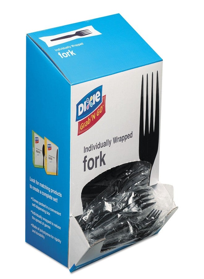 Dixie أدوات تناول الطعام المغلفة من ديكسي FM5W540PK، شوك، سوداء، 90/علبة - Image 1