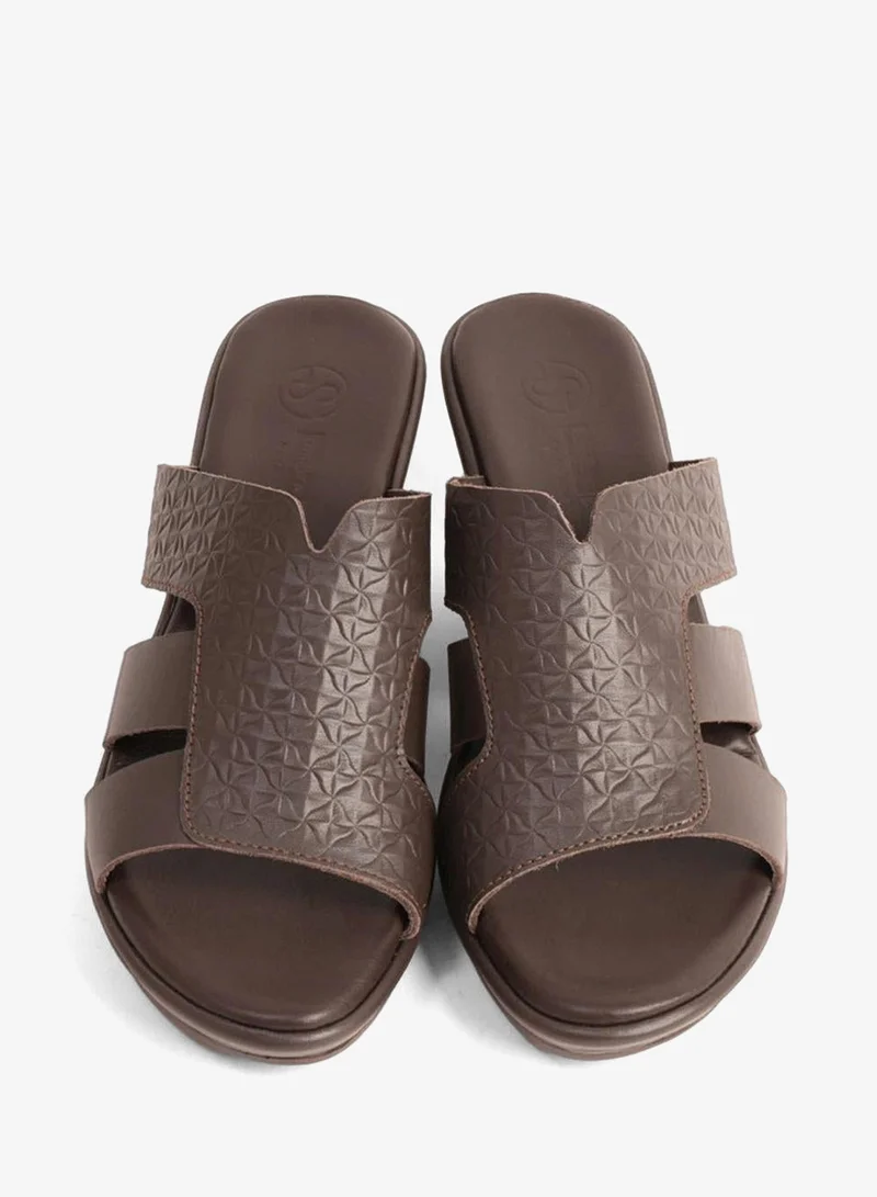 Comfort Plus  COMFORT PLUS WOMEN'S EMBOSSED LEATHER WEDGES BROWN for Women | Best Price UAE