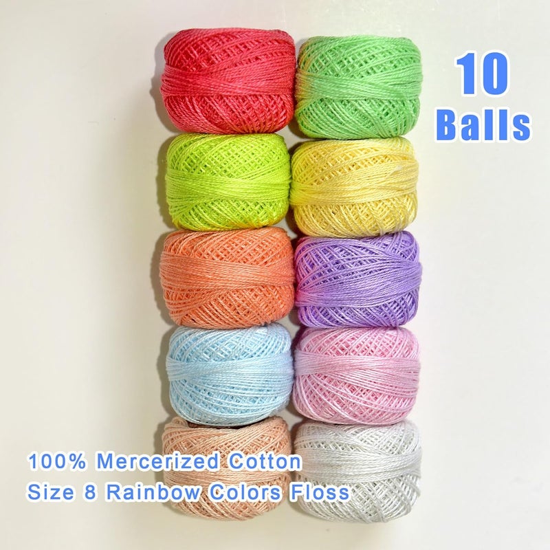 colored bird Crochet Thread 10 Balls Cardinal Size 8 for Crochet Hardanger Cross Stitch Needlepoint Hand Embroidery (Warm Color Series) - Image 2