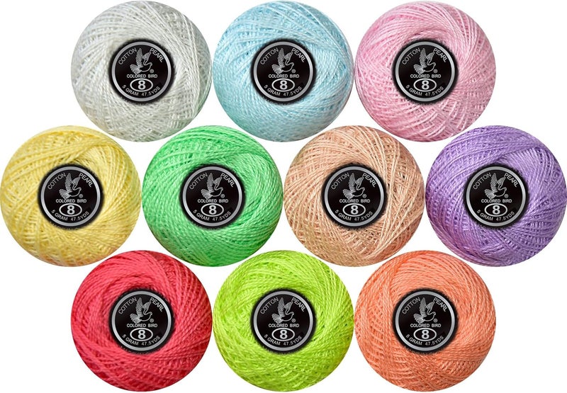 colored bird Crochet Thread 10 Balls Cardinal Size 8 for Crochet Hardanger Cross Stitch Needlepoint Hand Embroidery (Warm Color Series) - Image 1