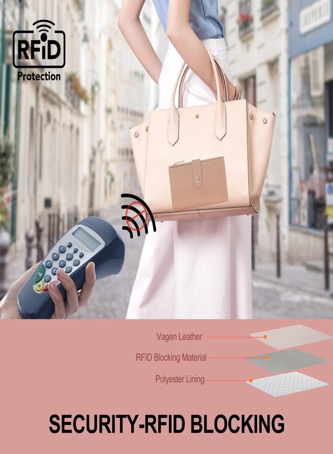 yiijay Womens Wallet RFID Blocking Vegan Leather Trifold Clutch Credit Card Holder Ladies Travel Wallet Purse with Pen Holder, 2Brown, Rfid Wallet - Image 5