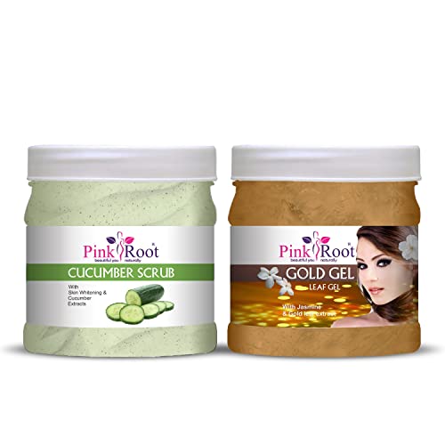 Pink Root Cucumber Scrub 500gm with Gold Gel 500gm - Image 1